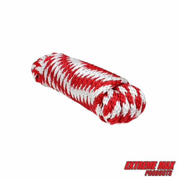 Extreme Max Extreme Max 3008.0189 Solid Braid MFP Utility Rope - 5/8" x 100', Red / White 3008.0189